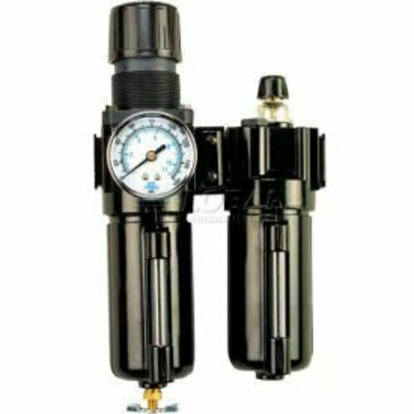 Arrow Pneumatics Arrow 1/4" Modular F/R & Lubricator W/End Ports C70352W, Gauge, Metal Bowl W/Sight, Manual C70352W